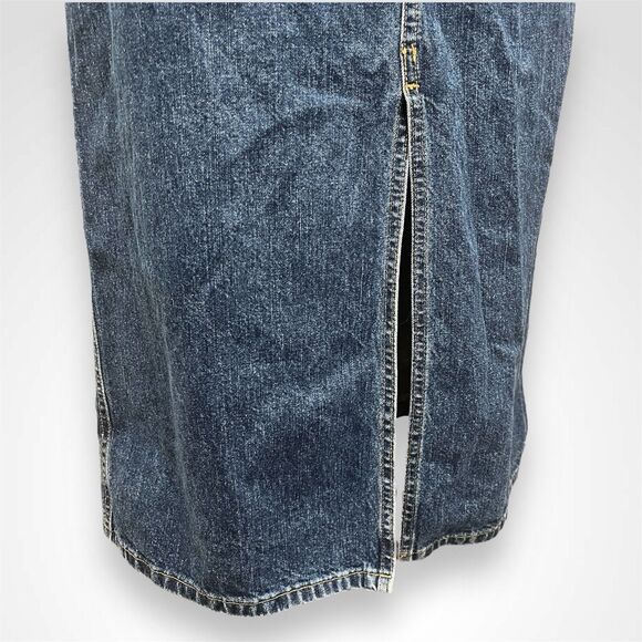 Eddie Bauer Vintage Maxi Denim Skirt Front Slit 90s Y2K Womens Size 8 Petite - Picture 4 of 7